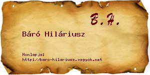 Báró Hiláriusz névjegykártya
